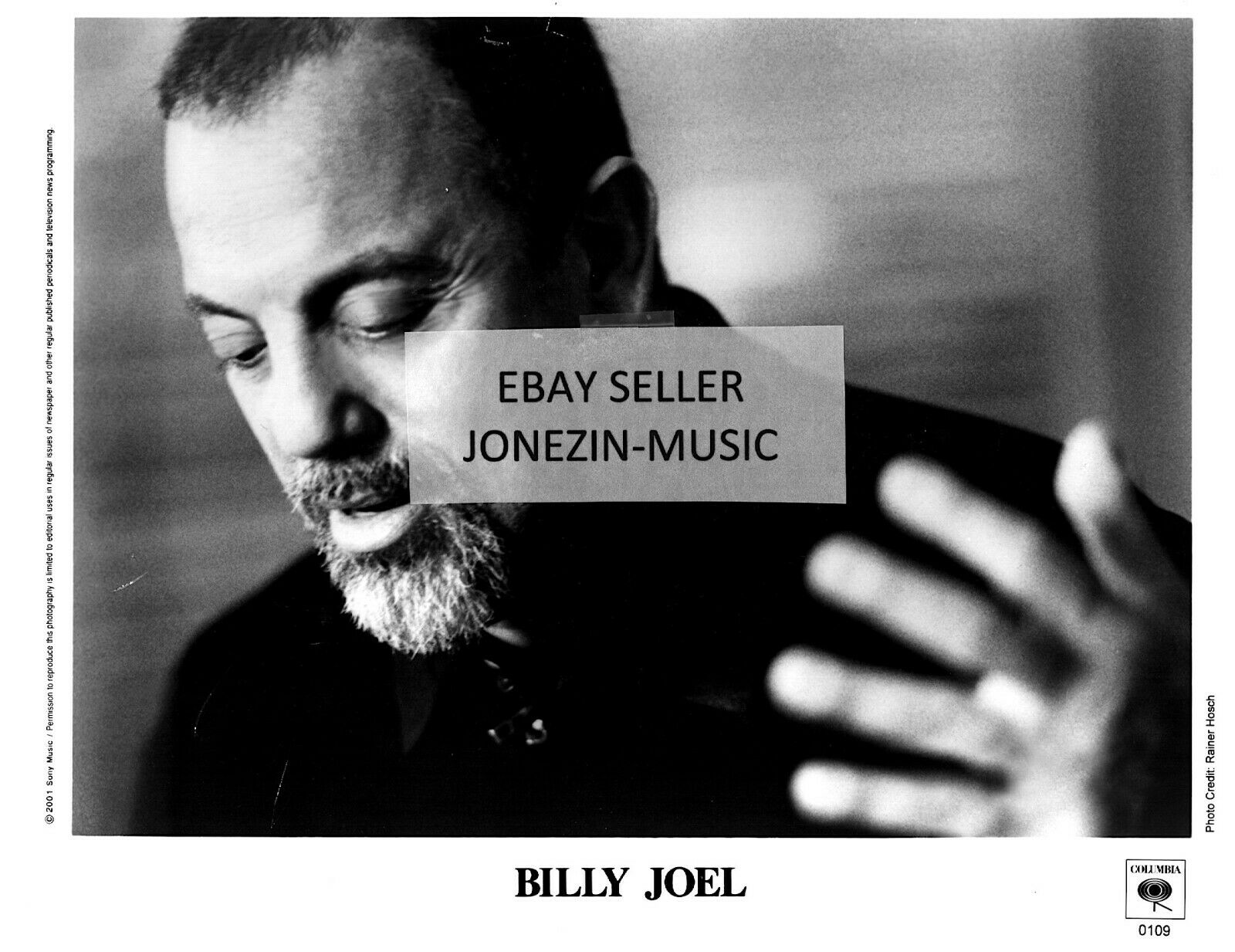Billy Joel 8x10 Inch Black & White Promo/publicity/press Photo 2001 Vg+