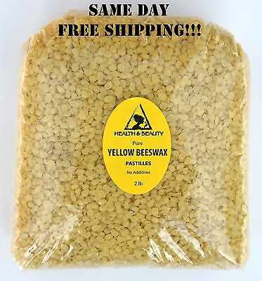 Yellow Beeswax Bees Wax Organic Pastilles Beads Premium 100% Pure 32 Oz, 2 Lb