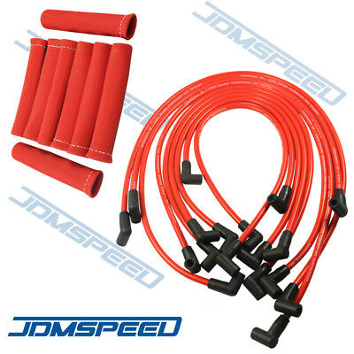 Jdmspeed Plug Wires Set With Boots Heat Shield Protector Sbc Bbc Hei 350 383 454