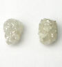 1.5+ Carats 2 White Uncut Natural Rough Diamonds Pair