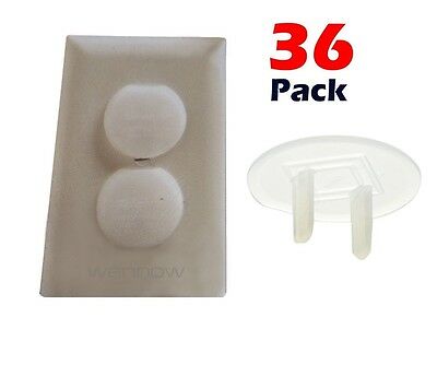 Lot 36  Child Safety Power Outlet Plug Covers Shock Guard Toddler Baby Proof